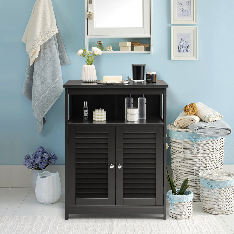 Red Barrel Studio® Bathroom Storage Cabinet Wood Floor Cabinet W/double ...